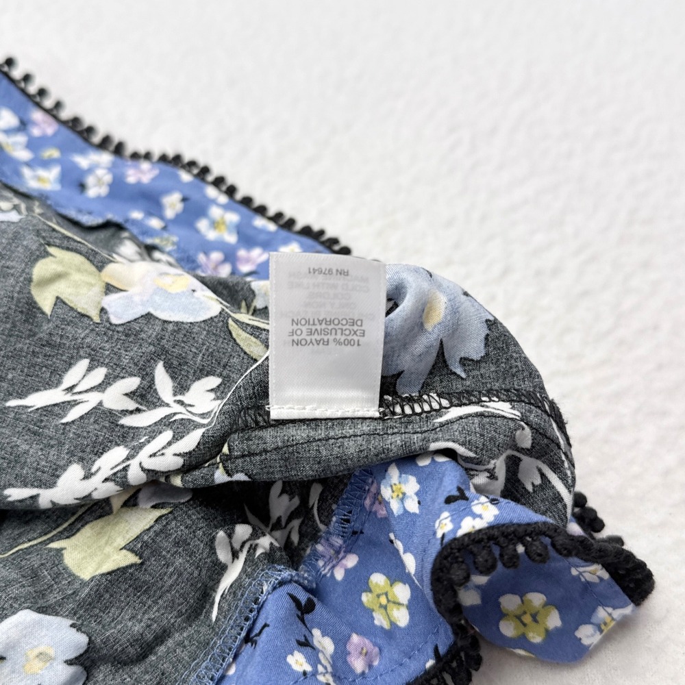 J Jill Dress Sz Small Petite Black Blue Floral Sleeveless Shift Heirloom Daisies - Picture 7 of 9